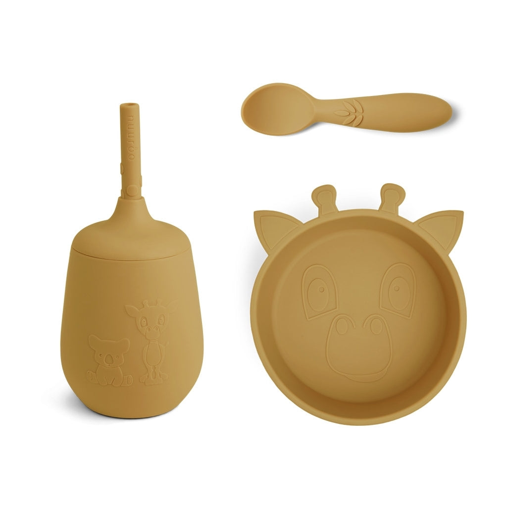 nuuroo - Silikone spisesæt - 3-pak - 100% LFGB silikone - Dusty Yellow