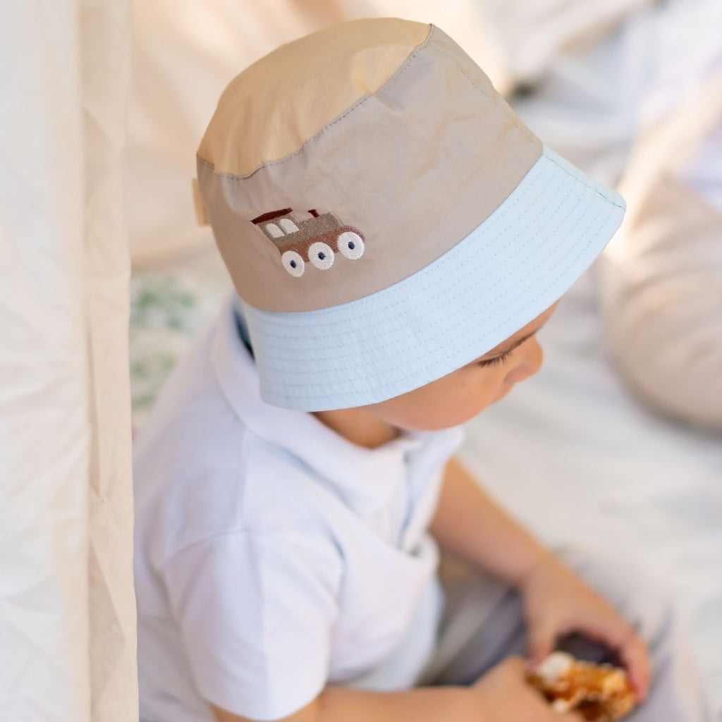 nuuroo - Bøllehat til børn - Str. 50 - 100% Økologisk bomuld - Blue mix
