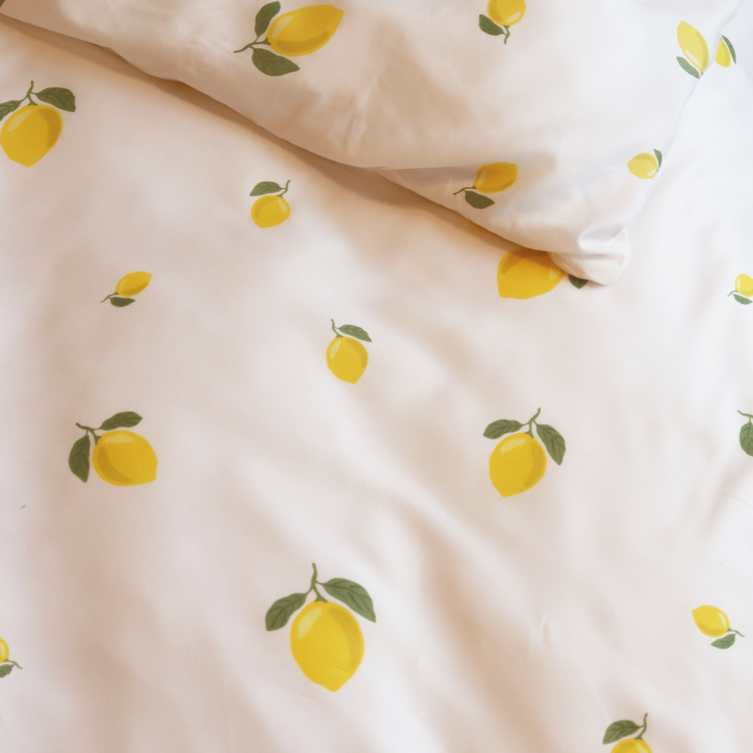 B - Senior sengetøj - 140x200 cm - Microfiber - Citroner