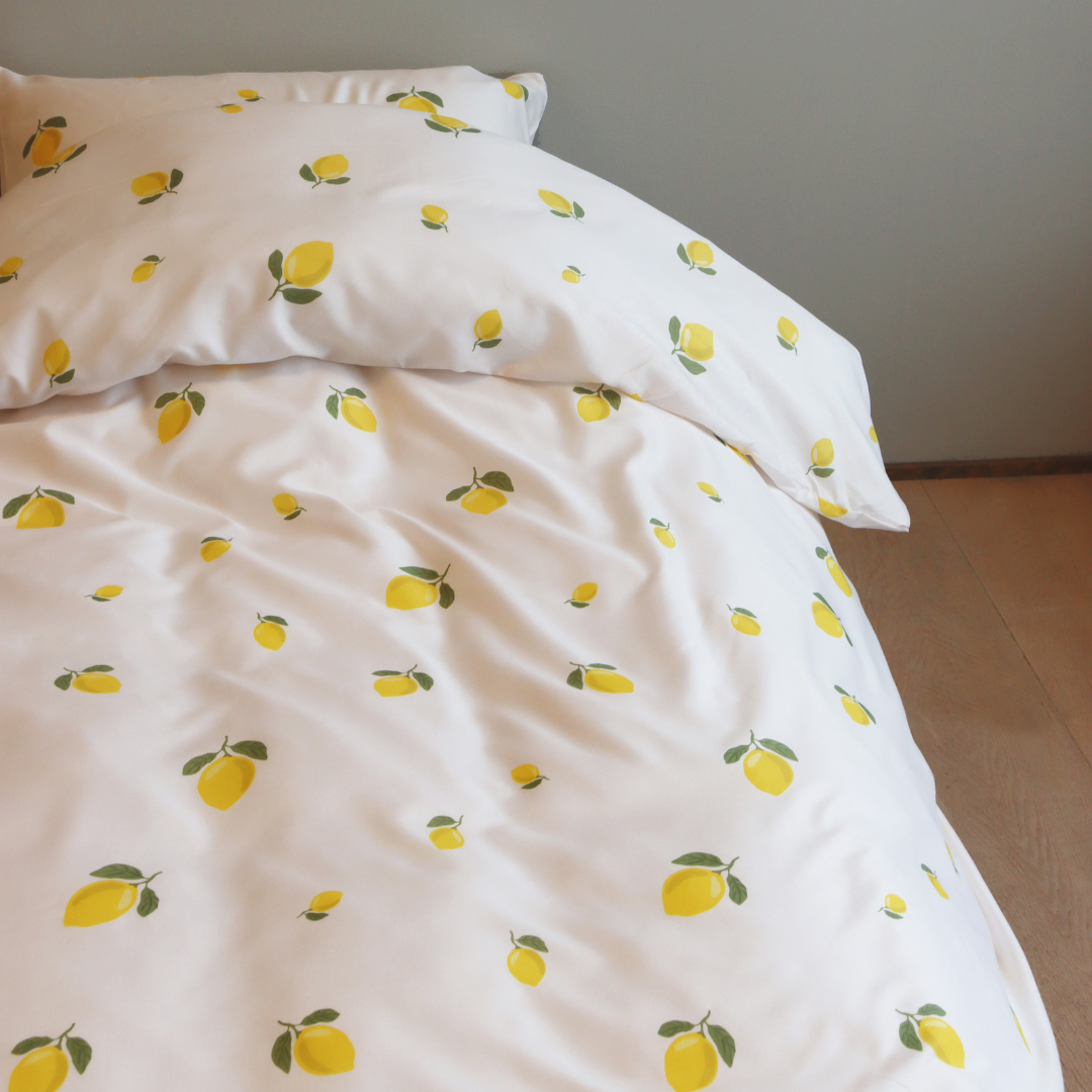 B - Senior sengetøj - 140x200 cm - Microfiber - Citroner
