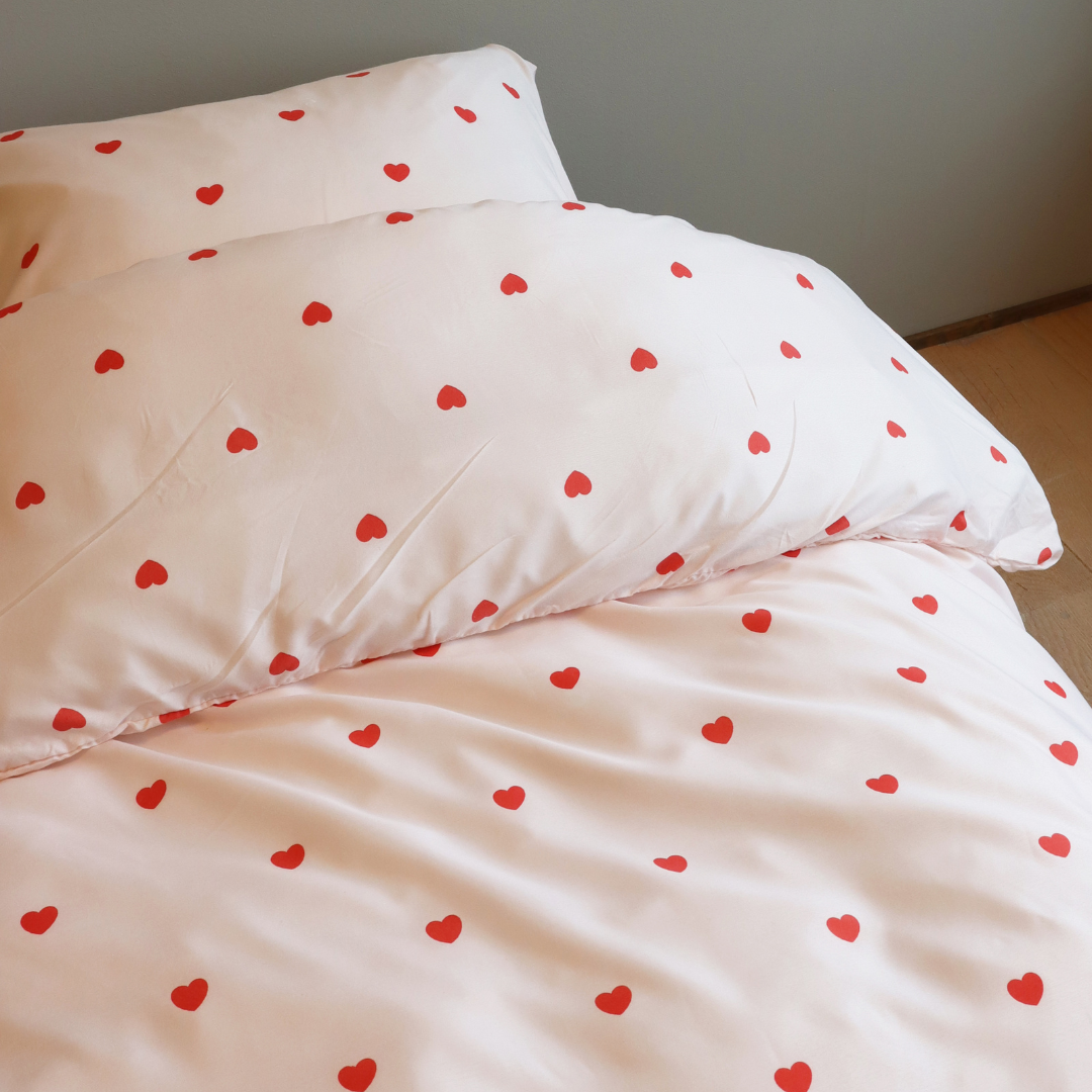 B - Senior sengetøj - 140x200 cm - Microfiber - Hjerter