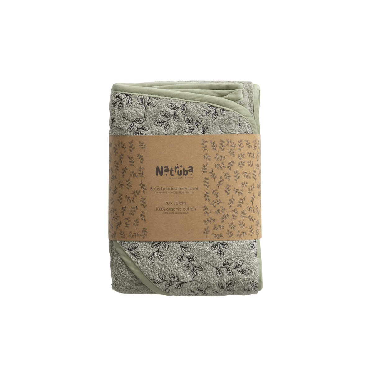 Natruba - 2-pak stofbleer - 100% økologisk bomuldsmusselin - 65x65 cm - Grøn