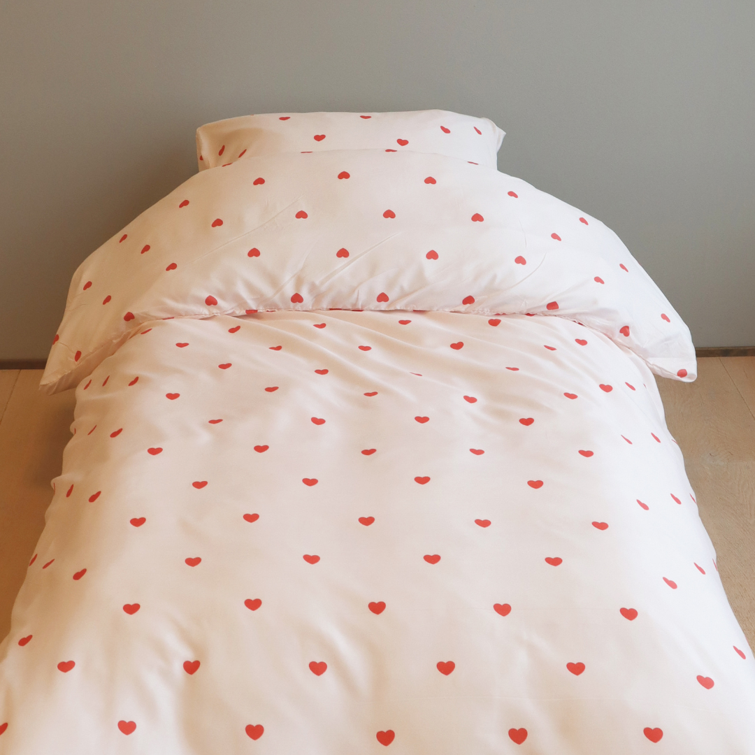B - Senior sengetøj - 140x200 cm - Microfiber - Hjerter