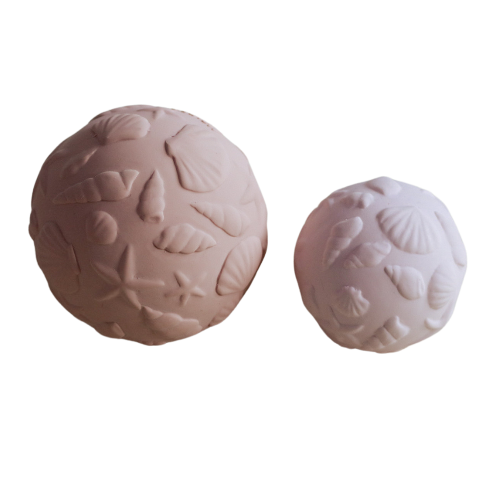 Natruba - 2-pak sansebolde med klokke - Naturgummi - Rose