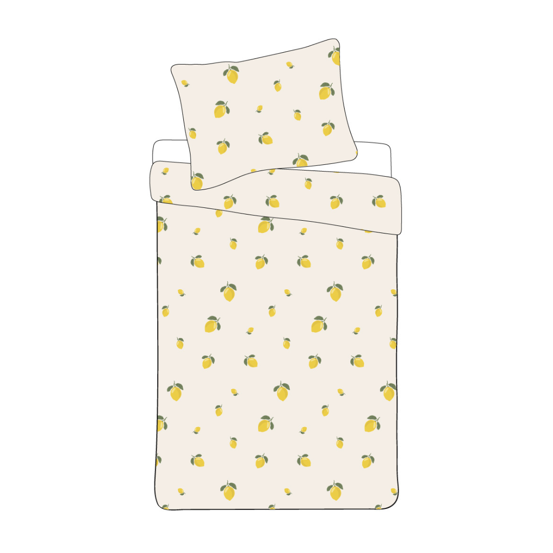 B - Senior sengetøj - 140x200 cm - Microfiber - Citroner