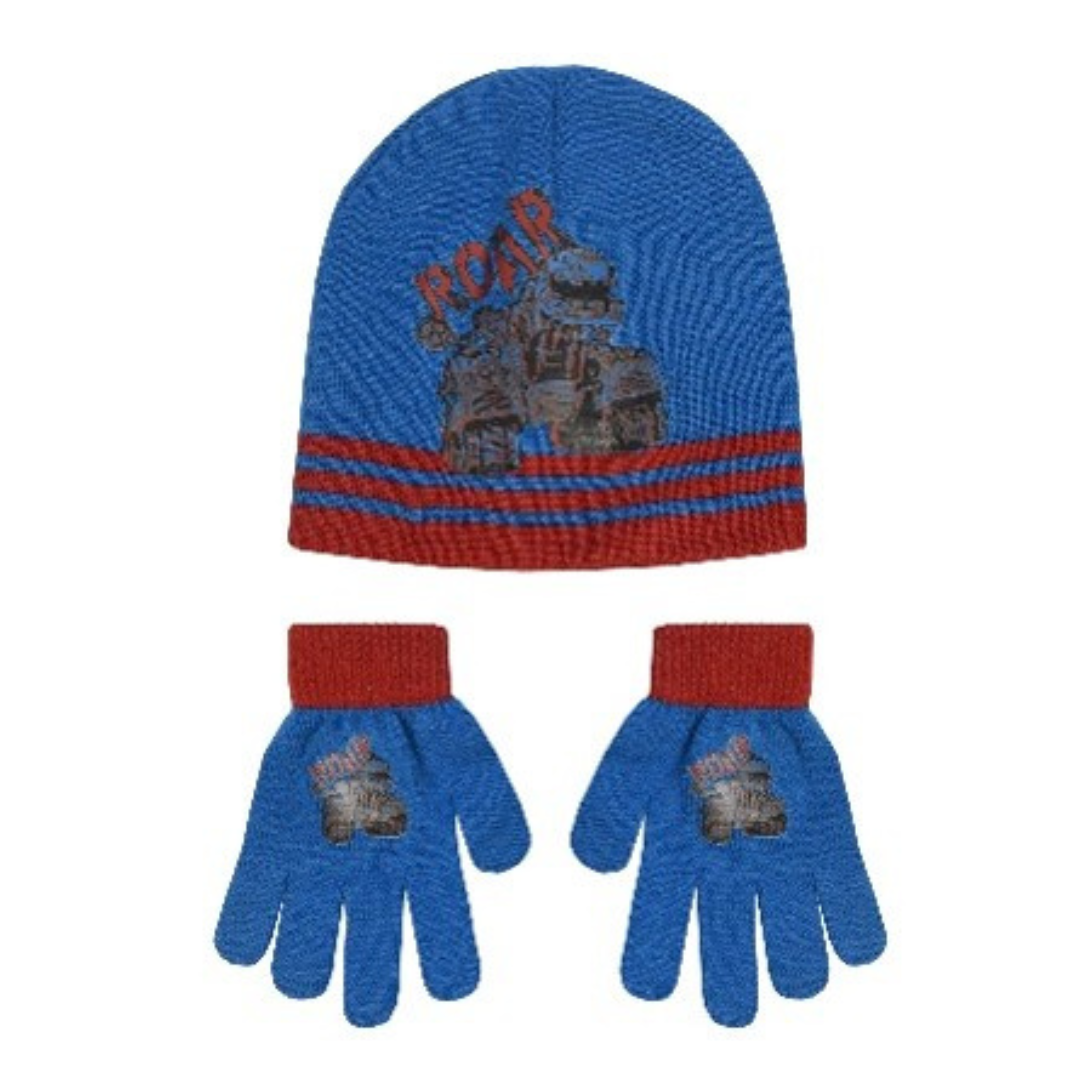 X - Dinotrux vinterhue og handsker - 2-pak - Onesize - Blå