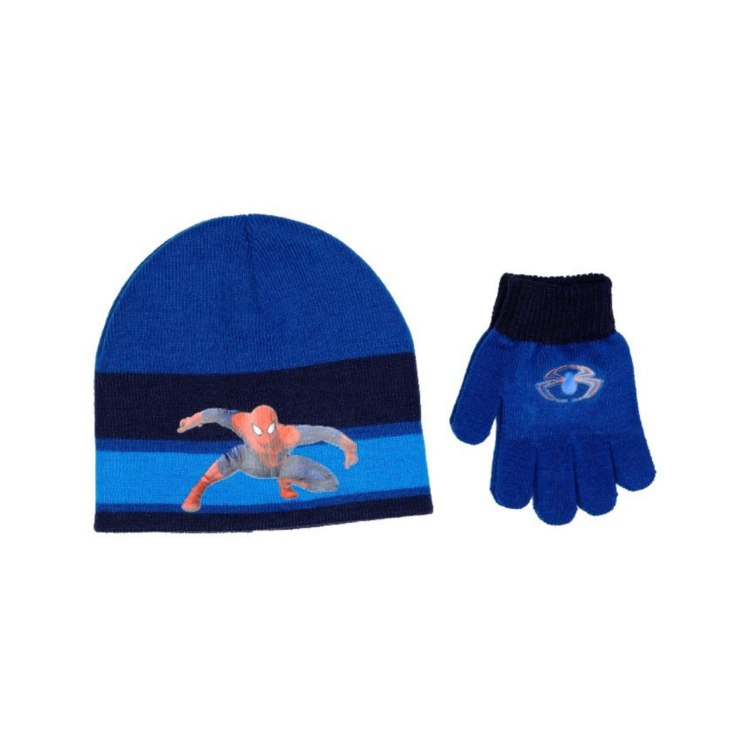 X - Spiderman vinterhue og handsker - 2-pak - Onesize - Blå