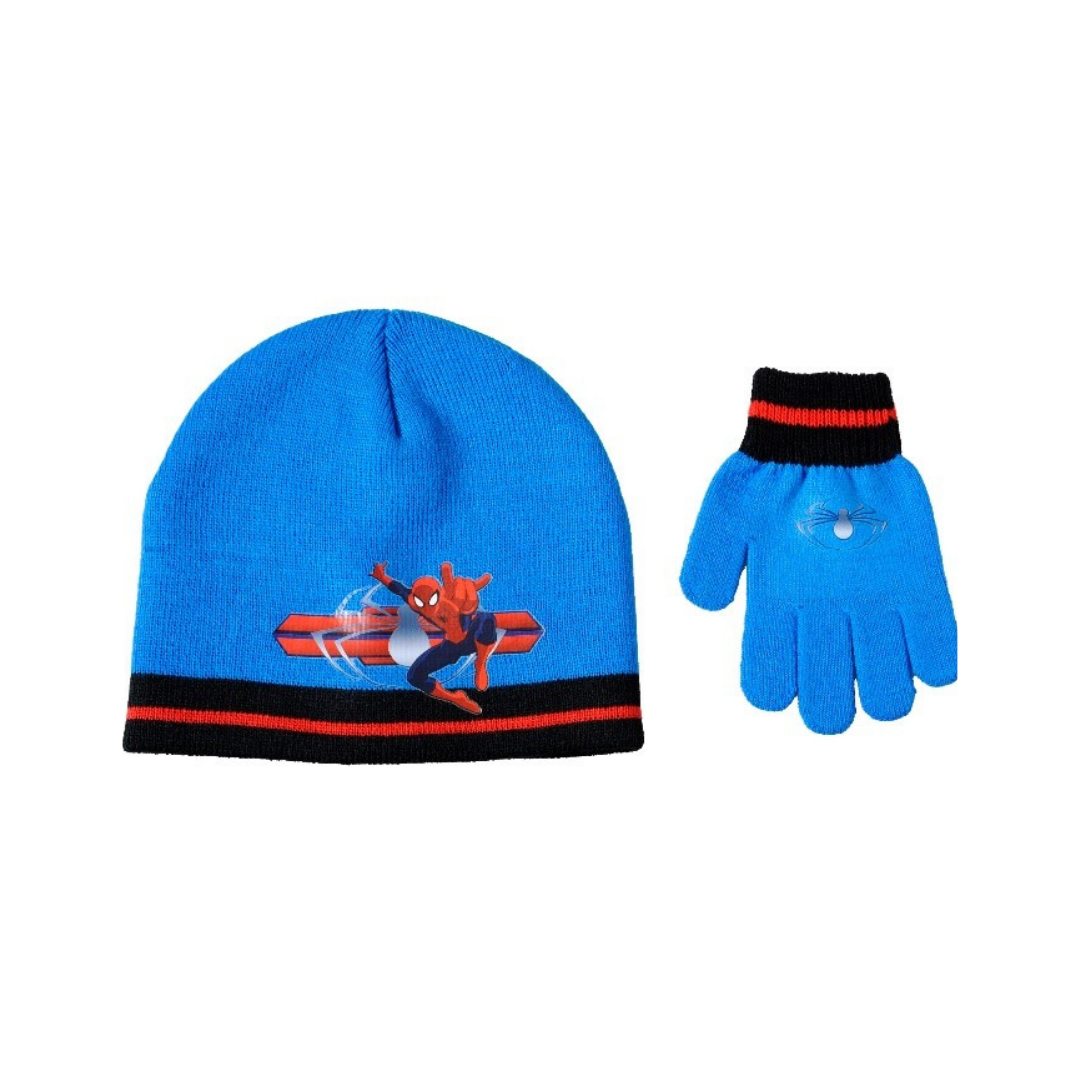 X - Spiderman vinterhue og handsker - 2-pak - Onesize - Blå