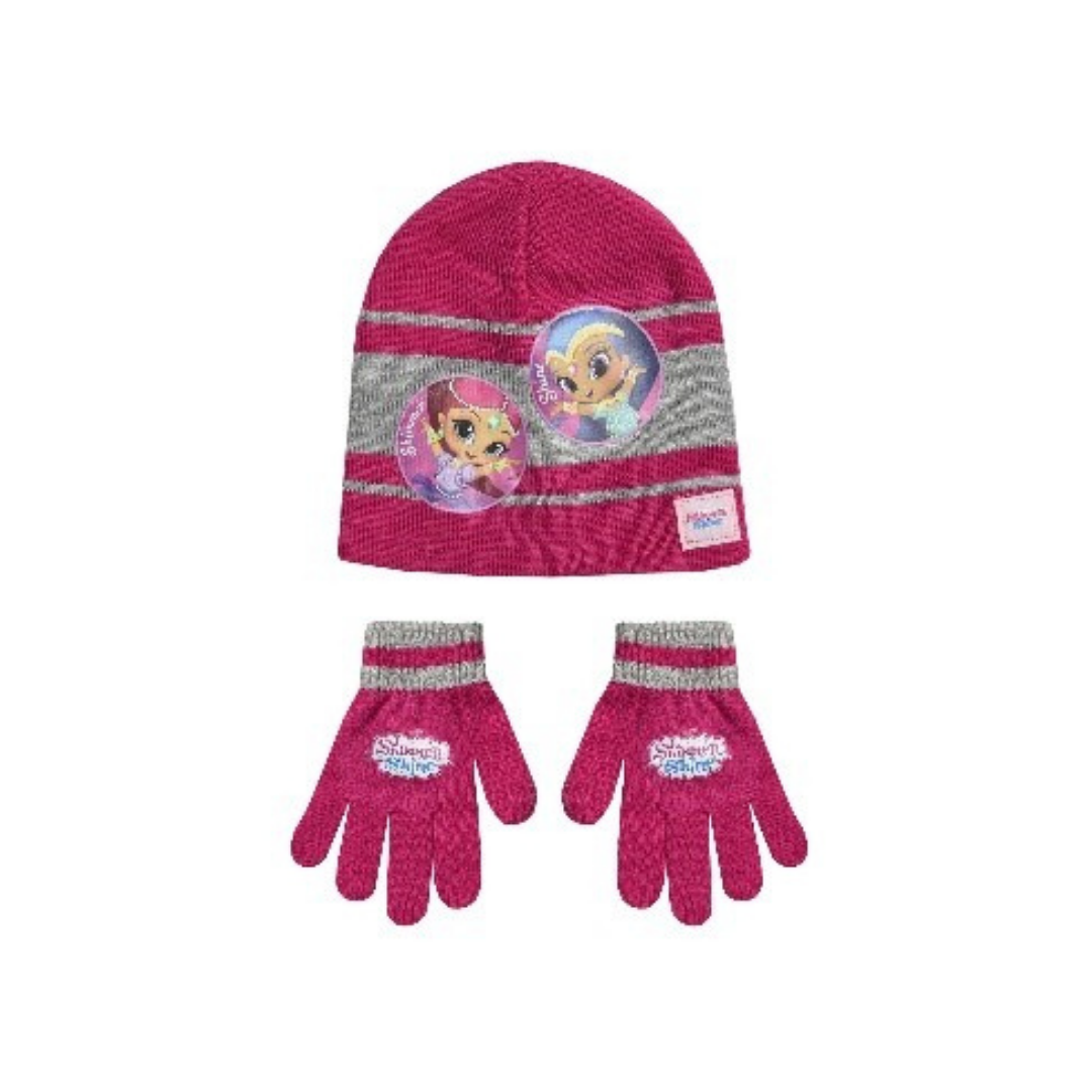 X - Shimmer and Shine vinterhue og handsker - 2-pak - Onesize - Pink