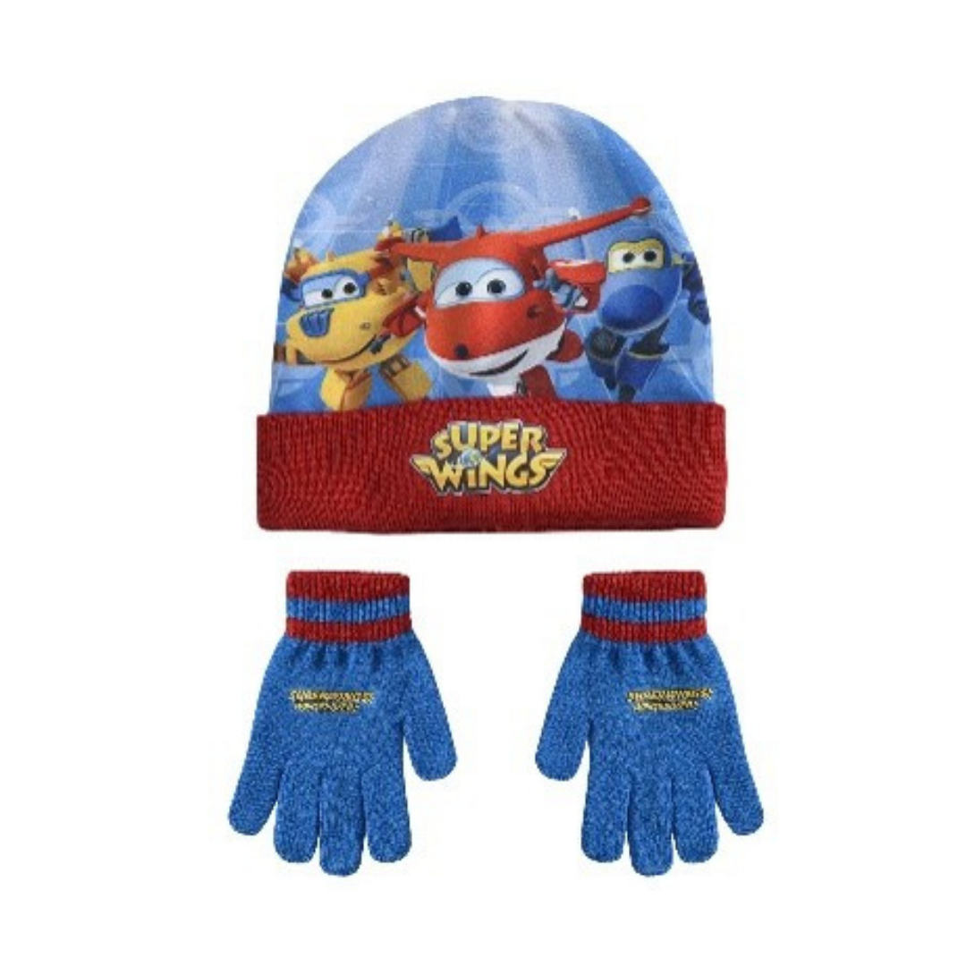 X - Børne vinterhue og handsker - 2-pak - Onesize - Blå / Super Wings