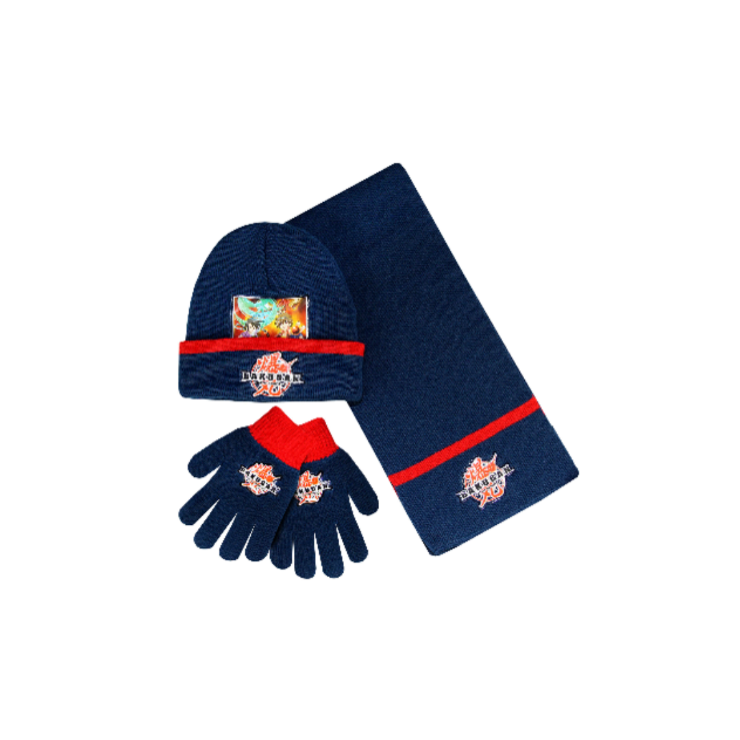 X - Bakugan hue, handsker og halstørklæde - 3-pak - Onesize - Blå