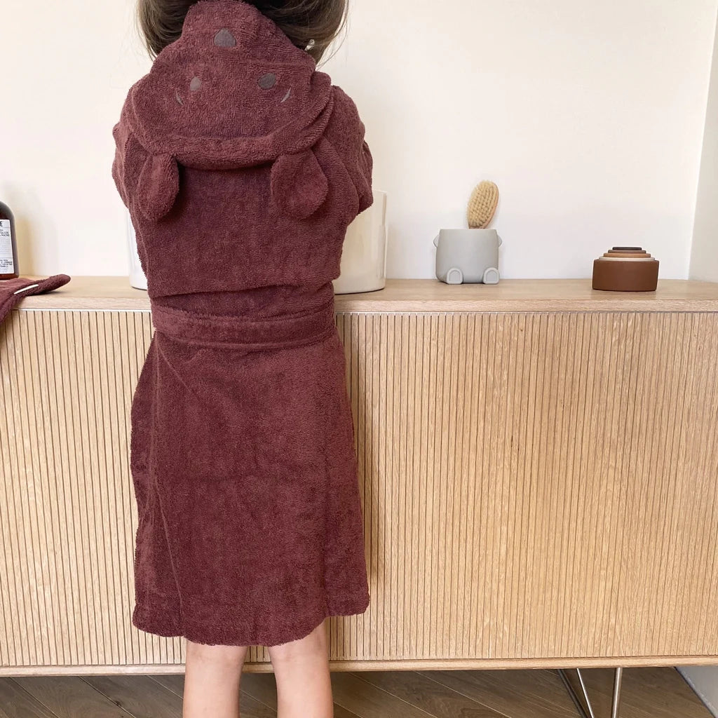 nuuroo - Frotté badekåbe til børn - 3-4 år - Økologisk bomuld - Mahogany