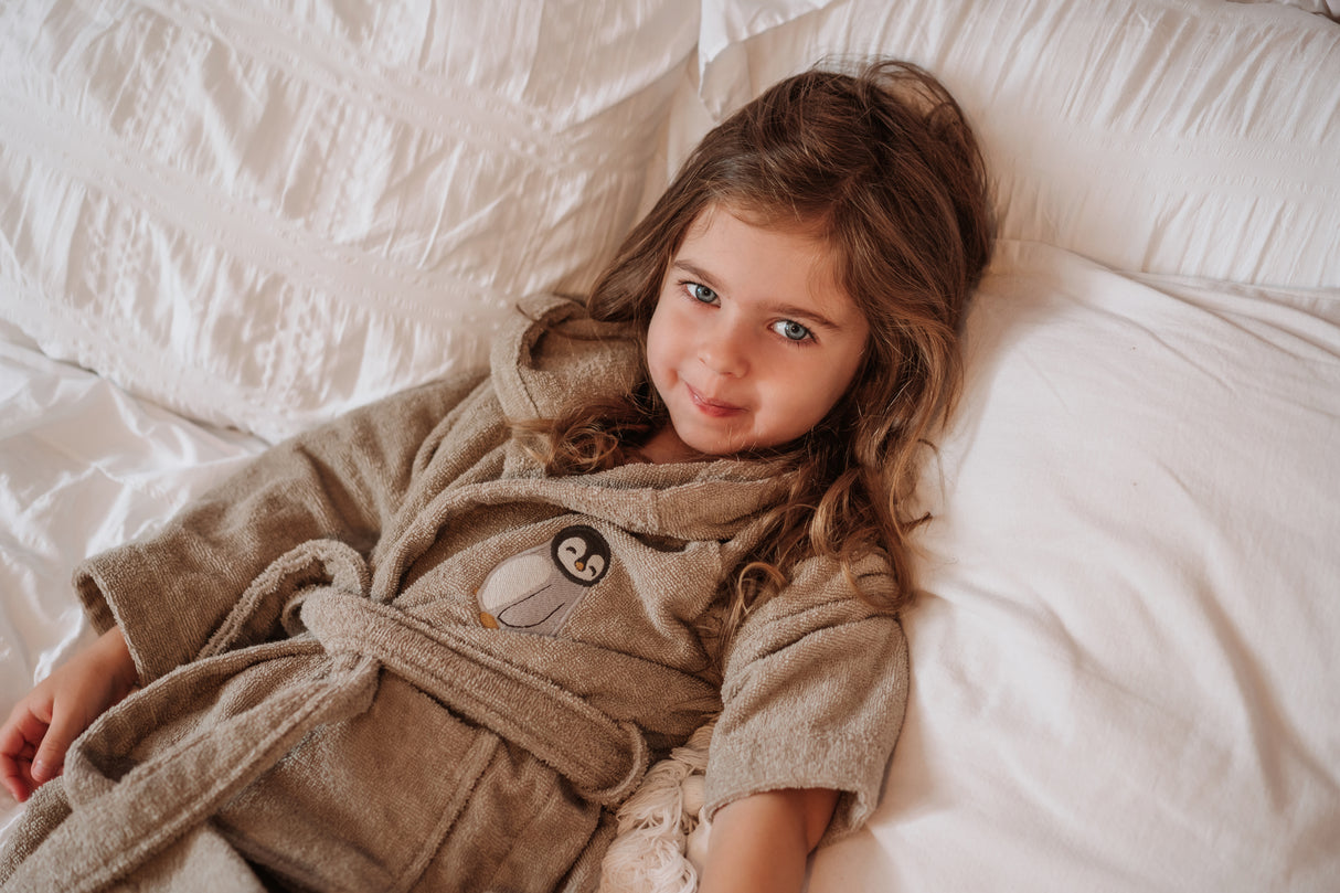 Petu Petu - Badekåbe til børn - 1-2 år - Bomuld - Pingvin