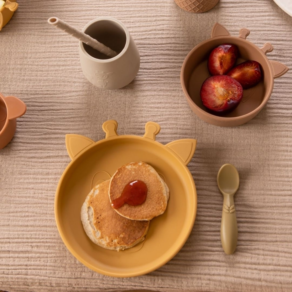 nuuroo - Silikone spisesæt - 4-pak - 100% LFGB silikone - Dusty yellow