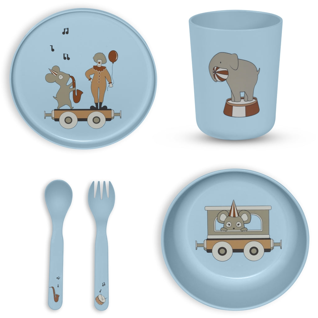 nuuroo - Spisesæt i PLA - 5-pak - 100% bioplast - Dusty Blue