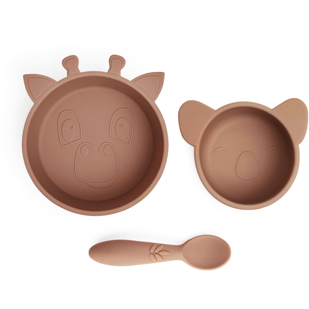 nuuroo - Silikone spisesæt - 3-pak - 100% LFGB silikone - Chocolate malt