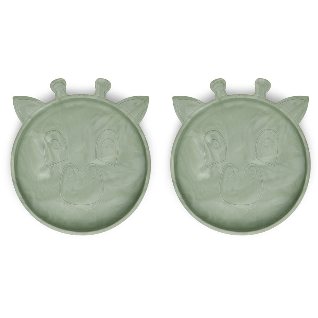 nuuroo - Silikone tallerken - 2-pak - 100% LFGB silikone - Green light mix