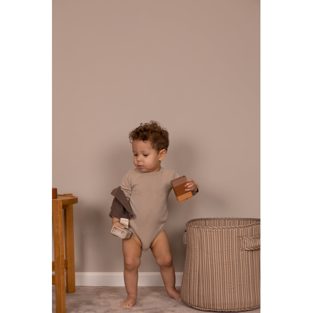 nuuroo - Quiltet opbevaringskurv - 38 cm - Økologisk bomuld - Cream stripe