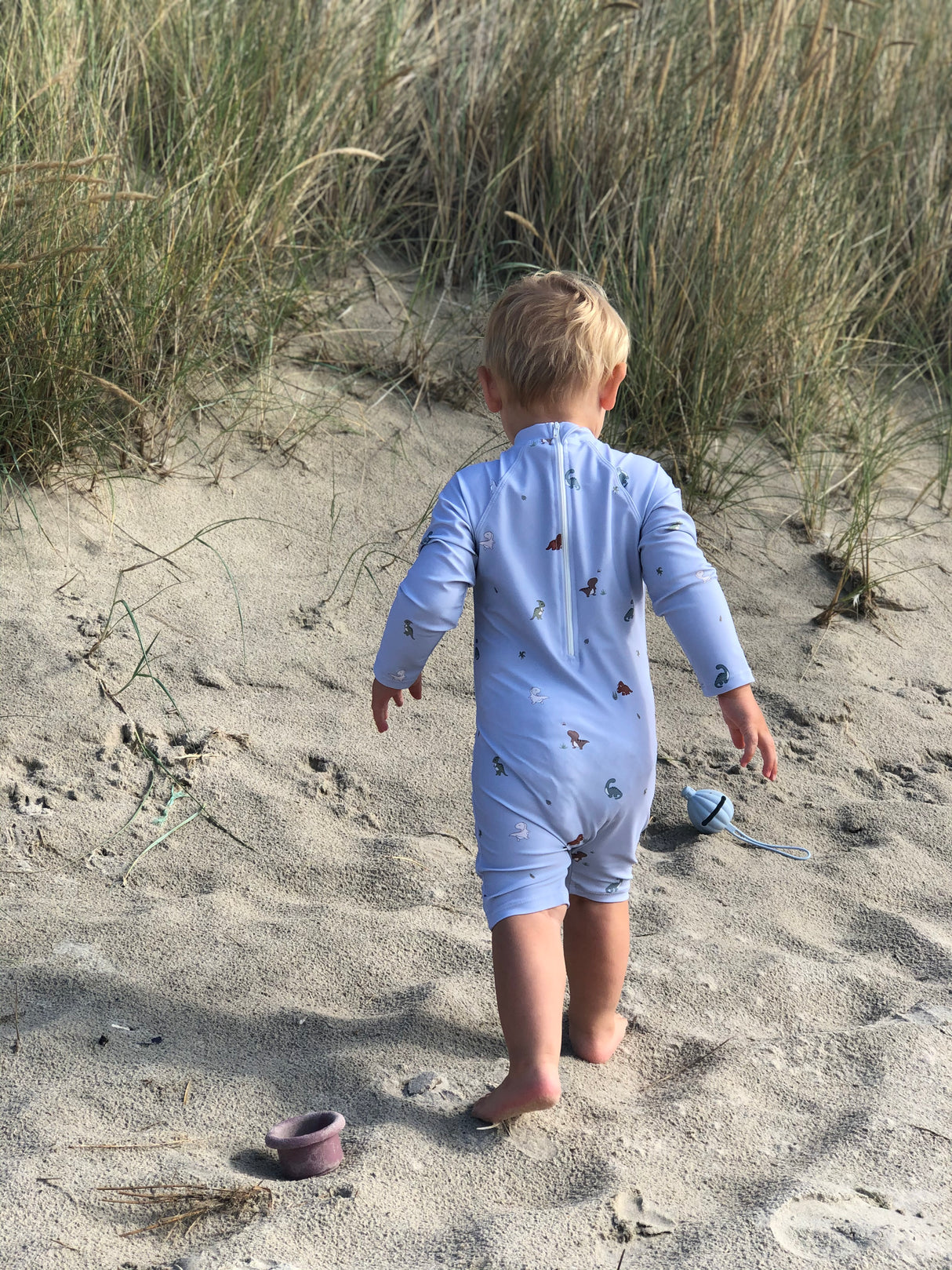 Petu Petu - Svømmedragt til børn - Str. 98-104 - Lysblå Dino