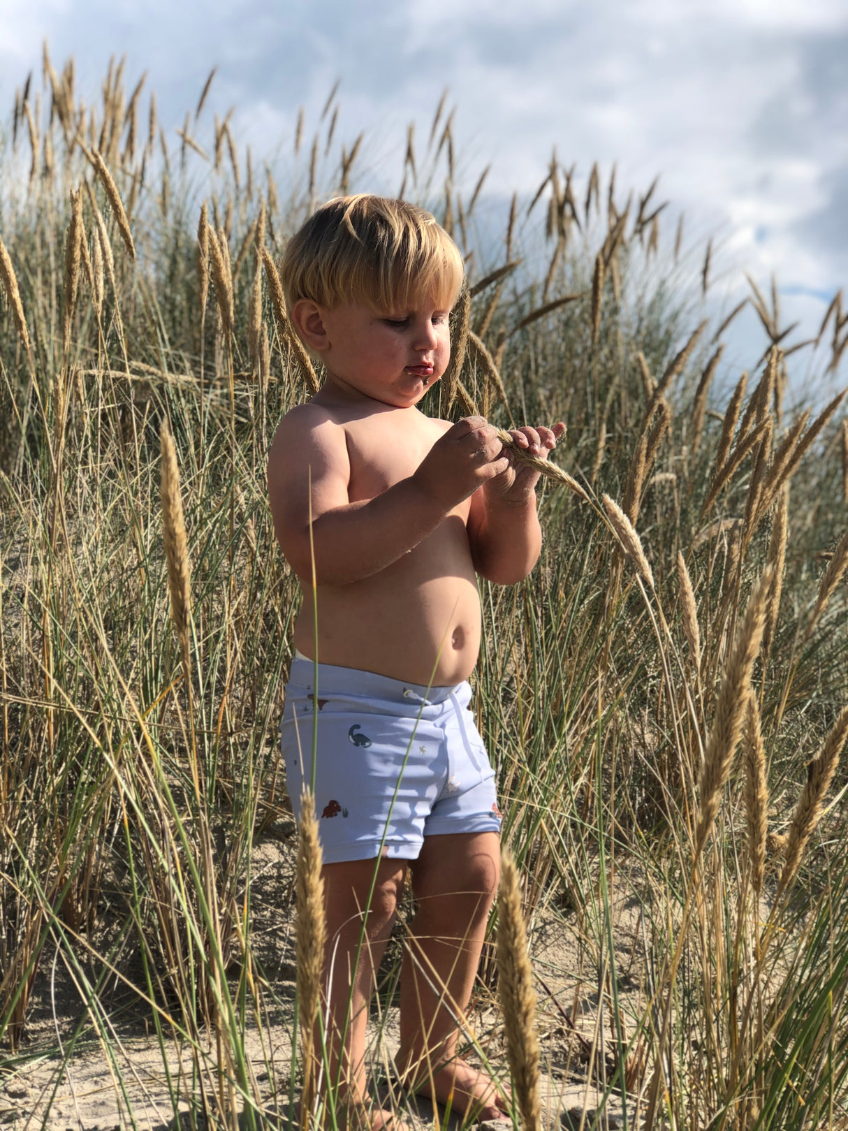 Petu Petu - Badebukser til barn - Str. 98-104 - Blå dino