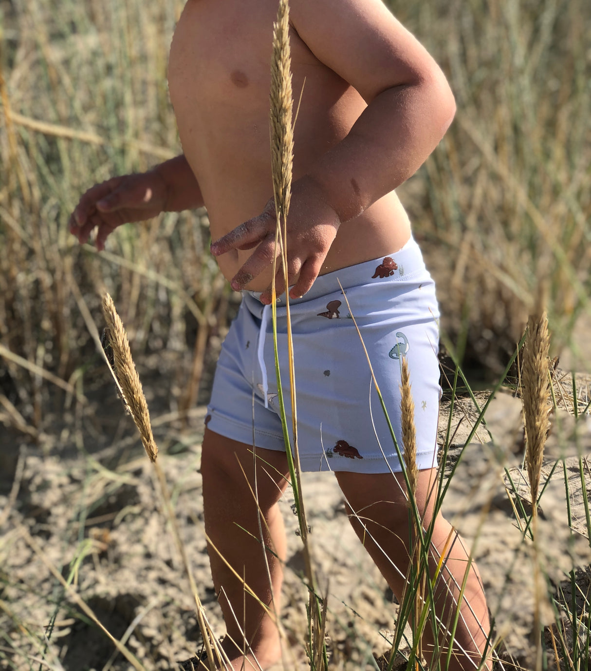 Petu Petu - Badebukser til barn - Str. 98-104 - Blå dino