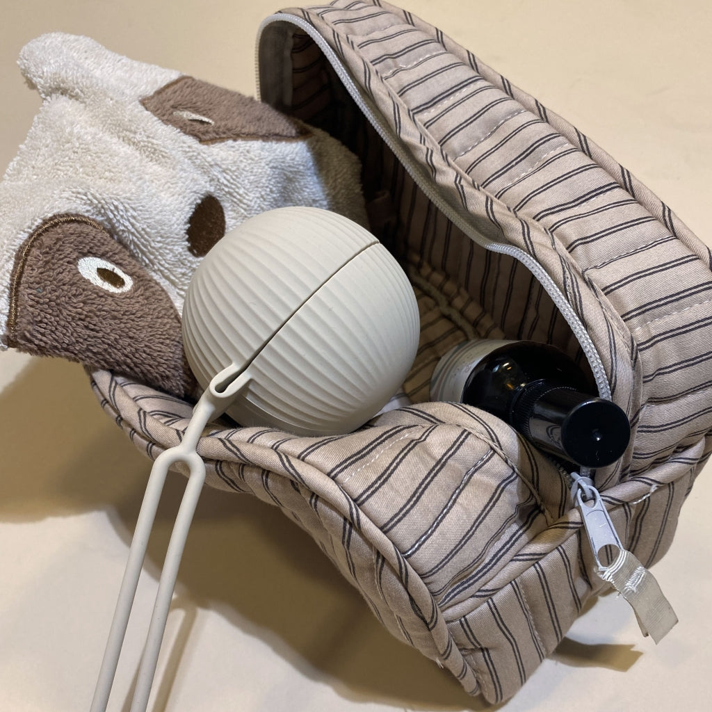 nuuroo - Toilettaske - Økologisk bomuld - 24x10 cm - Cream stripe