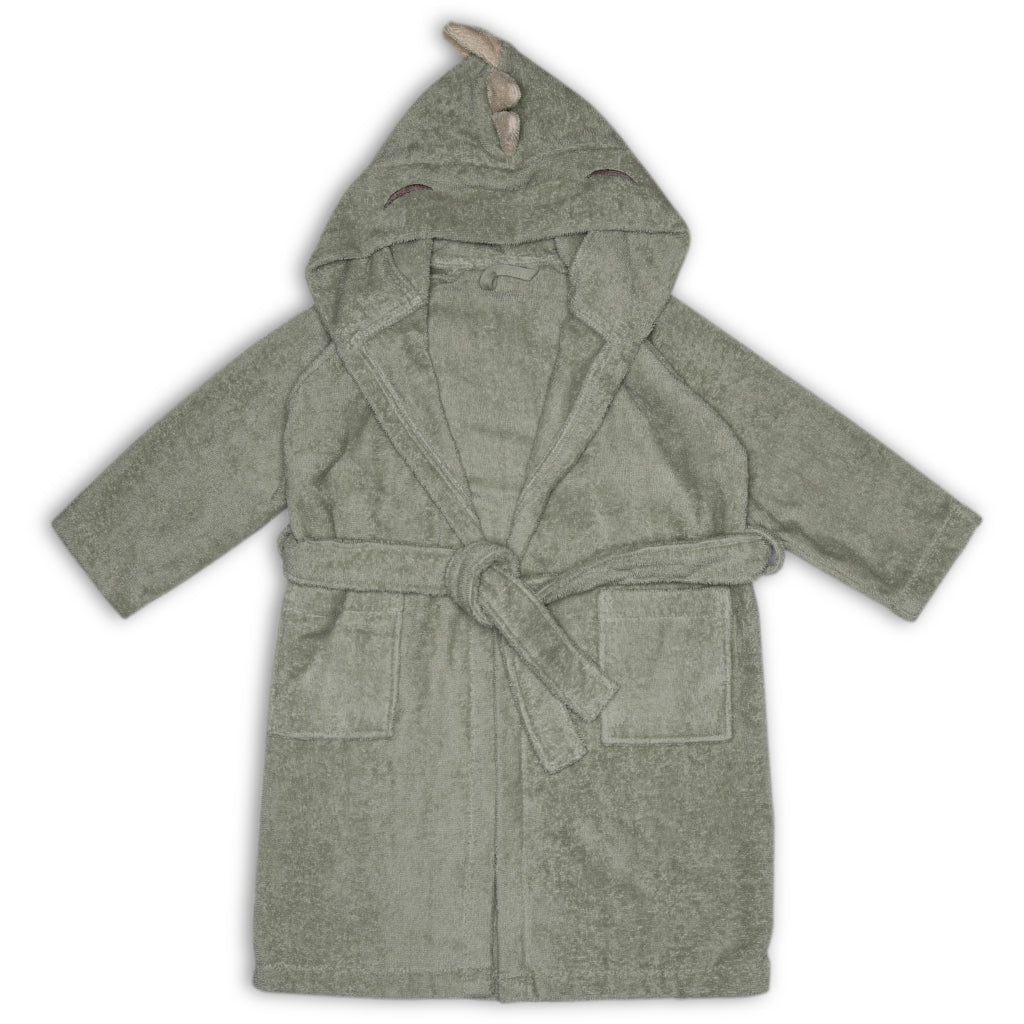 nuuroo - Frotté badekåbe til børn - 3-4 år - Økologisk bomuld - Light green dino