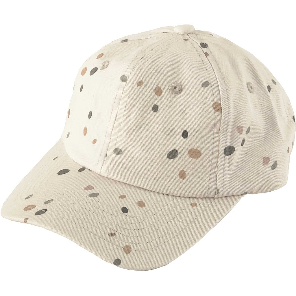 Petu Petu - Kasket til børn - 5-7 år - Råhvid med prikker