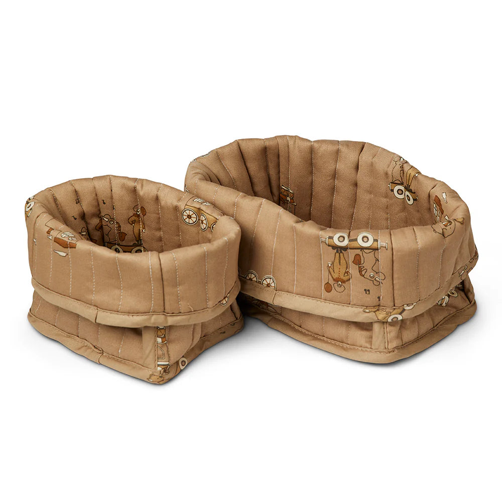 nuuroo - Quiltet opbevaringskurv - 2-pak - Økologisk bomuld - Carnival Train