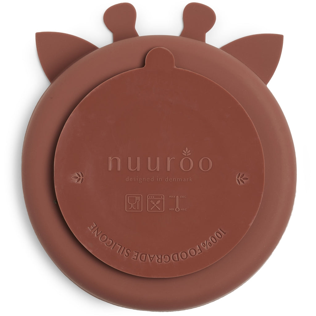 nuuroo - Ruminddelt silikone tallerken - 100% LFGB silikone - Mahogany
