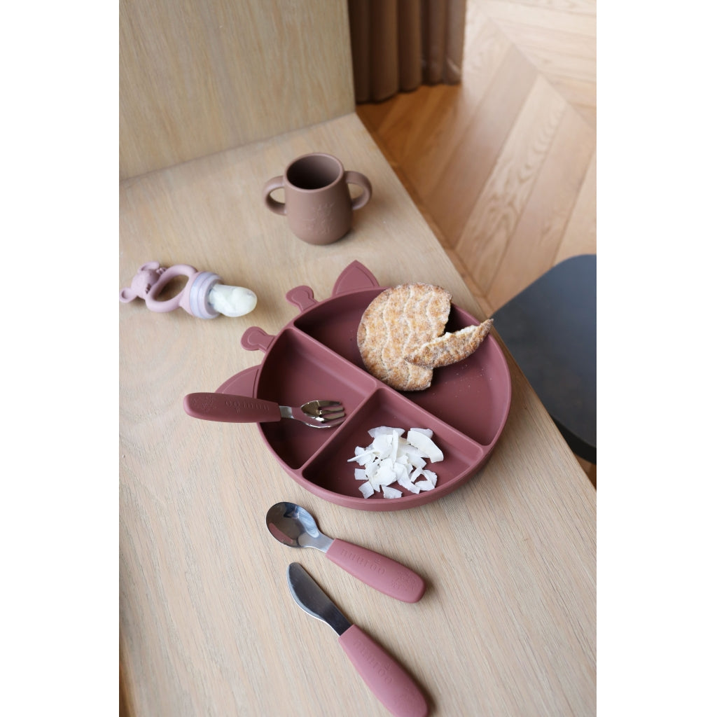 nuuroo - Ruminddelt silikone tallerken - 100% LFGB silikone - Mahogany