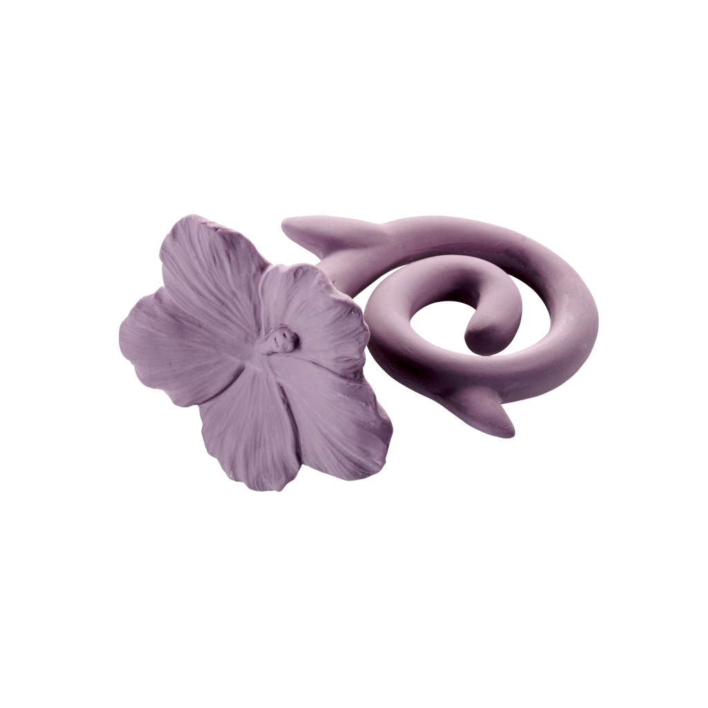 Natruba - Bidering til babys gummer - Naturgummi - Lilla Hawaiiblomst