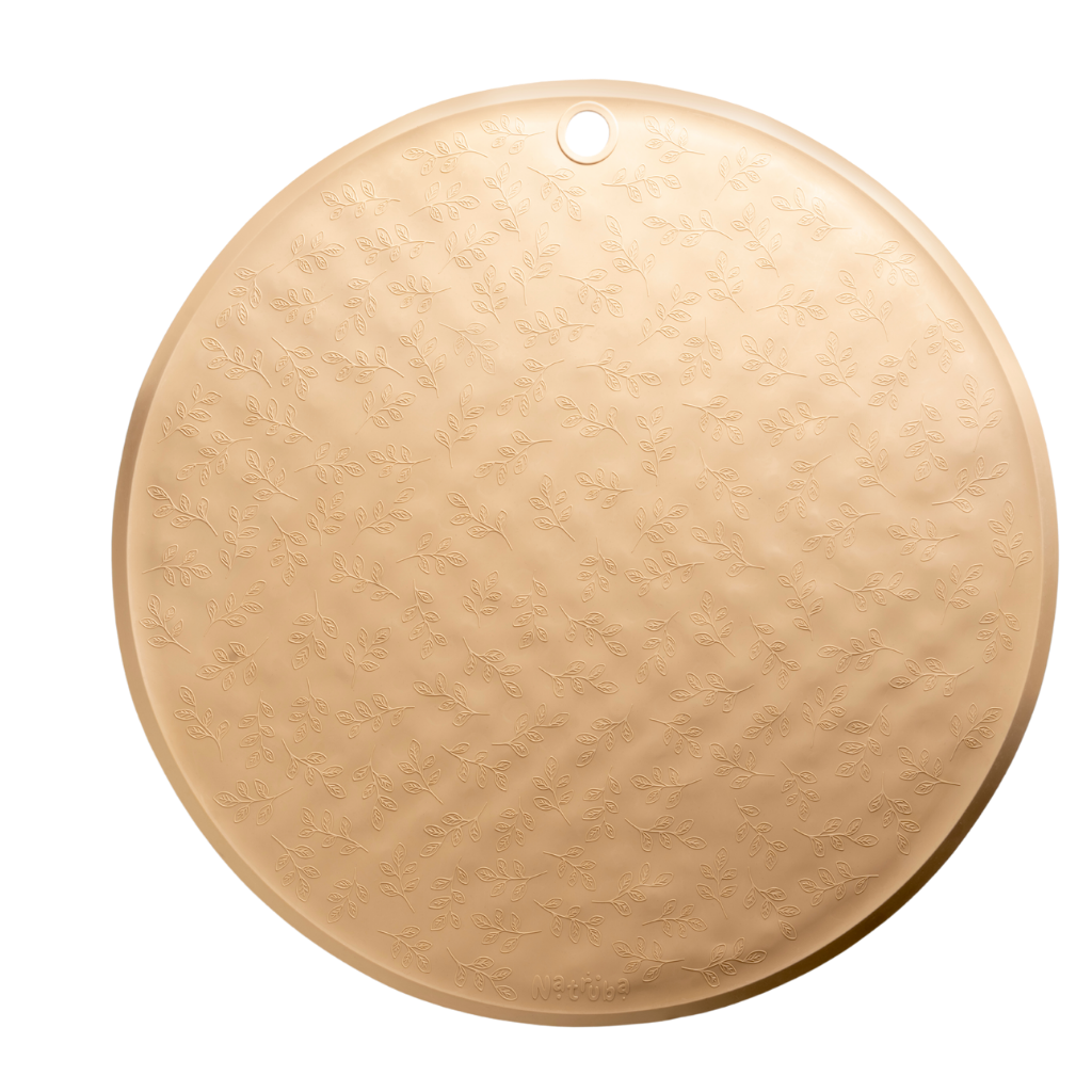 Natruba - Bademåtte med blad mønster - Ø50 cm - Caramel