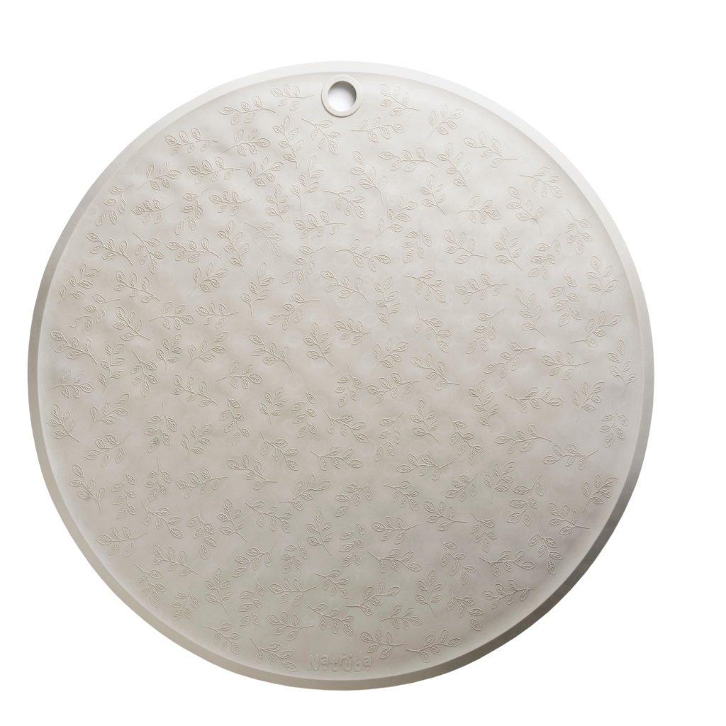 Natruba - Bademåtte med blad mønster - Ø50 cm - Grå