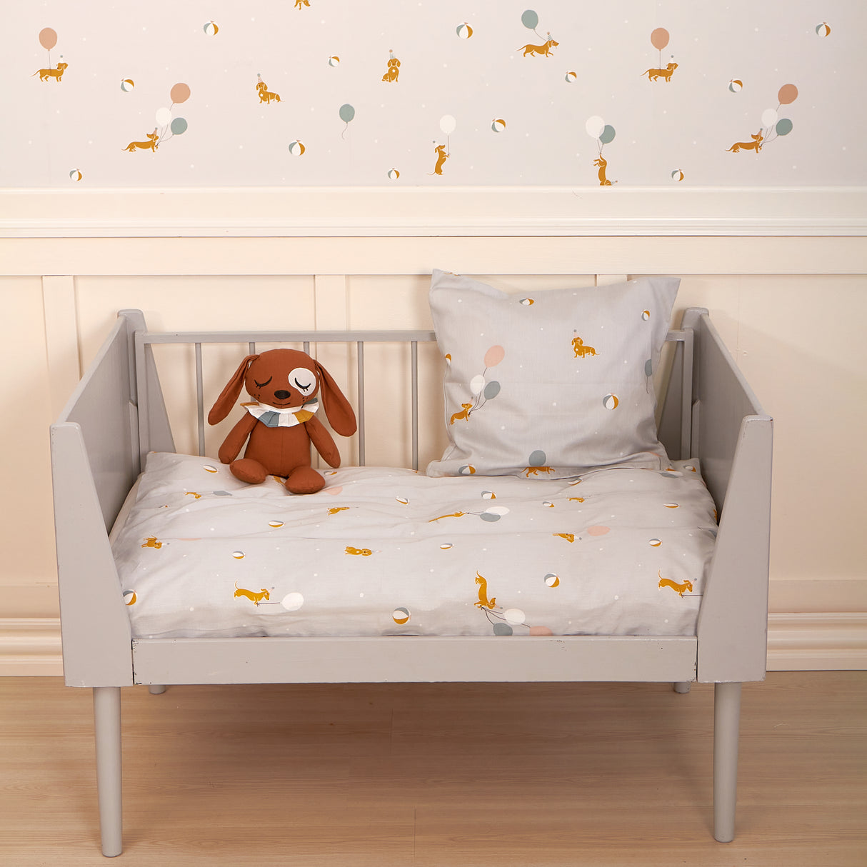 Roommate - Baby sengetøj - 100% økologisk bomuldssatin - 70x100 40x45 cm - Magic Dog