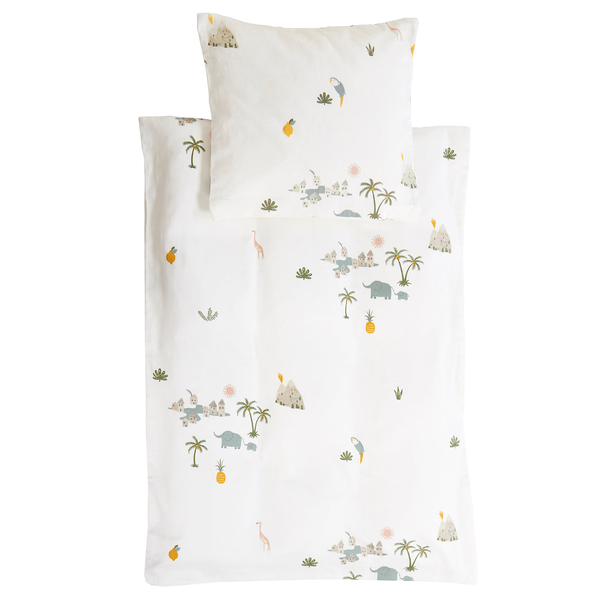 Roommate - Baby sengetøj - 100% økologisk bomuldssatin - 70x100 40x45 cm - Tropical