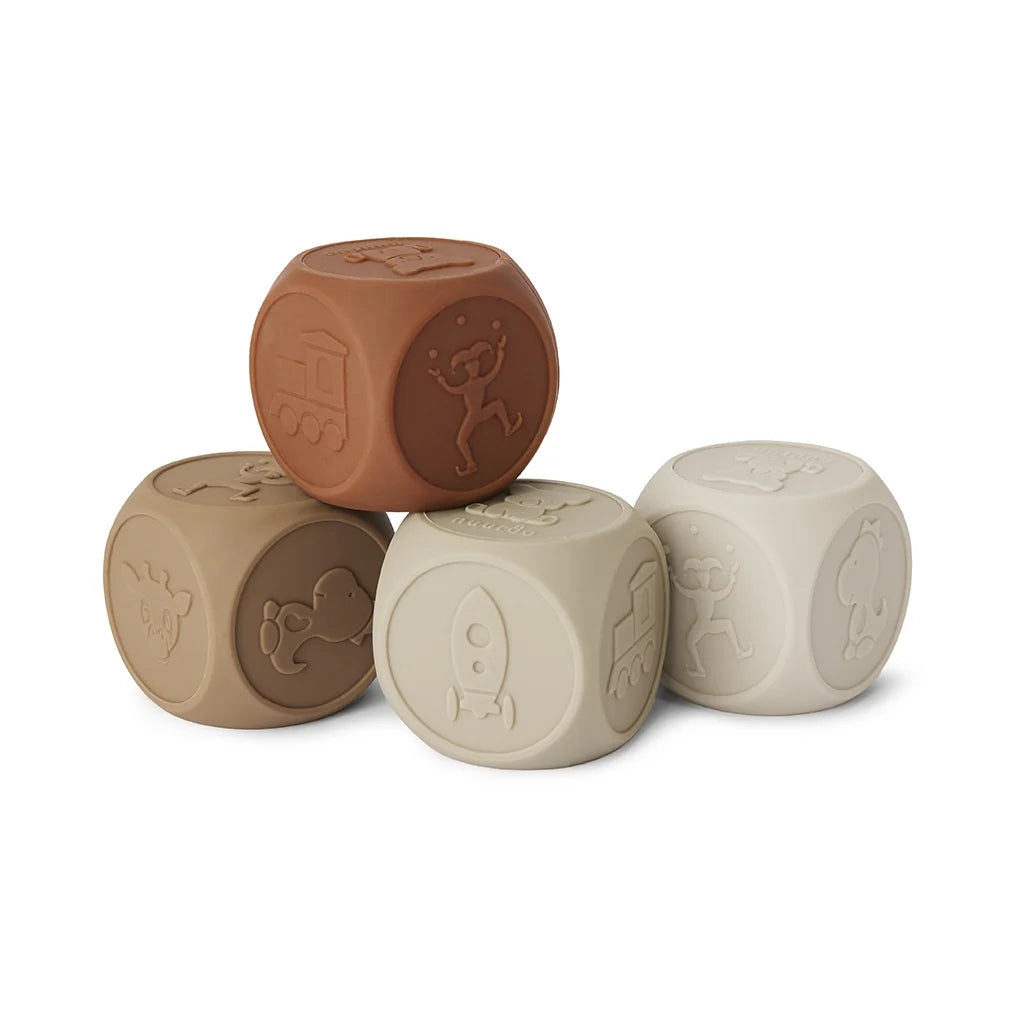 nuuroo - Silikone terninger - Børneterninger - 4-pak - Brun mix