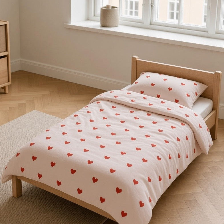 B - Senior sengetøj - 140x200 cm - Microfiber - Hjerter