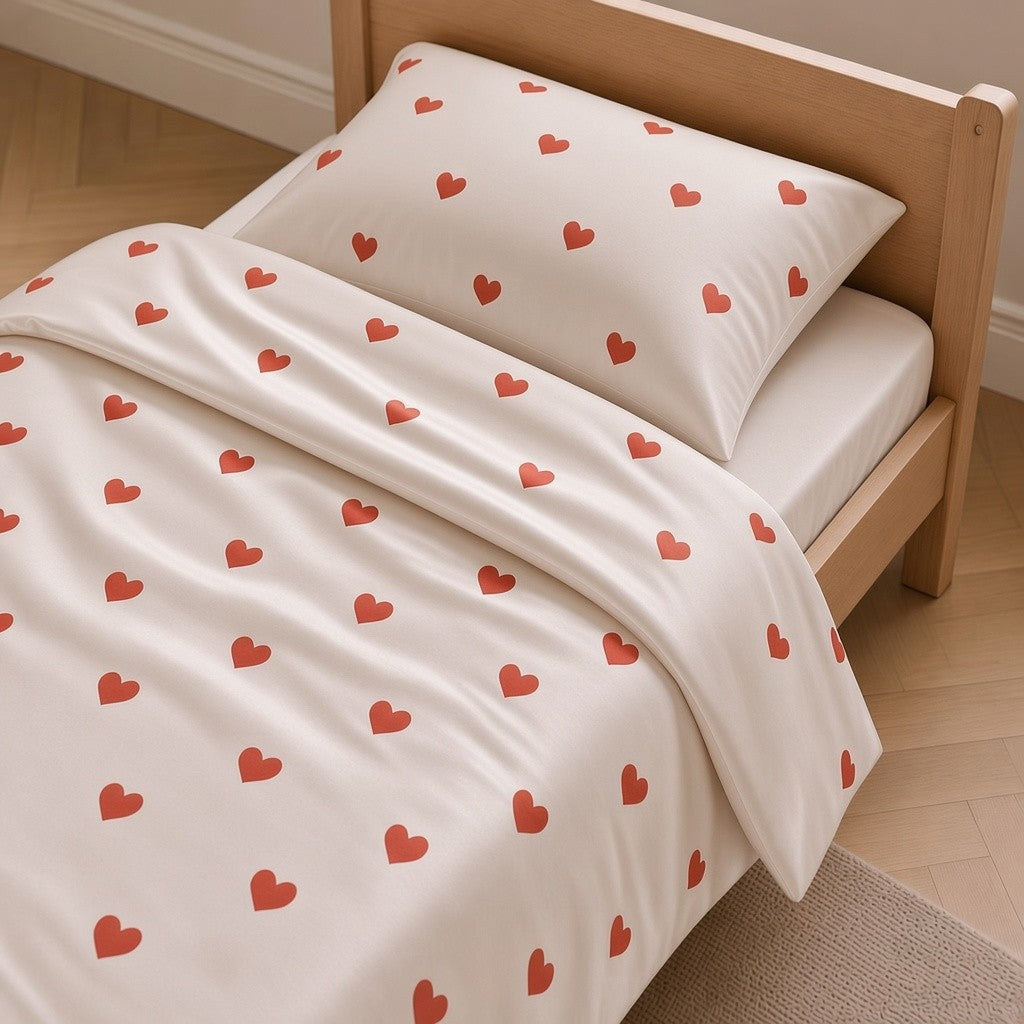 B - Senior sengetøj - 140x200 cm - Microfiber - Hjerter