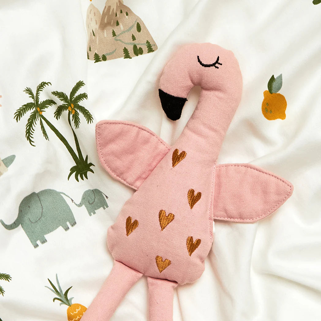 Roommate - Bamse - Flamingo - 100% økologisk bomuld - 28 cm - Lyserød