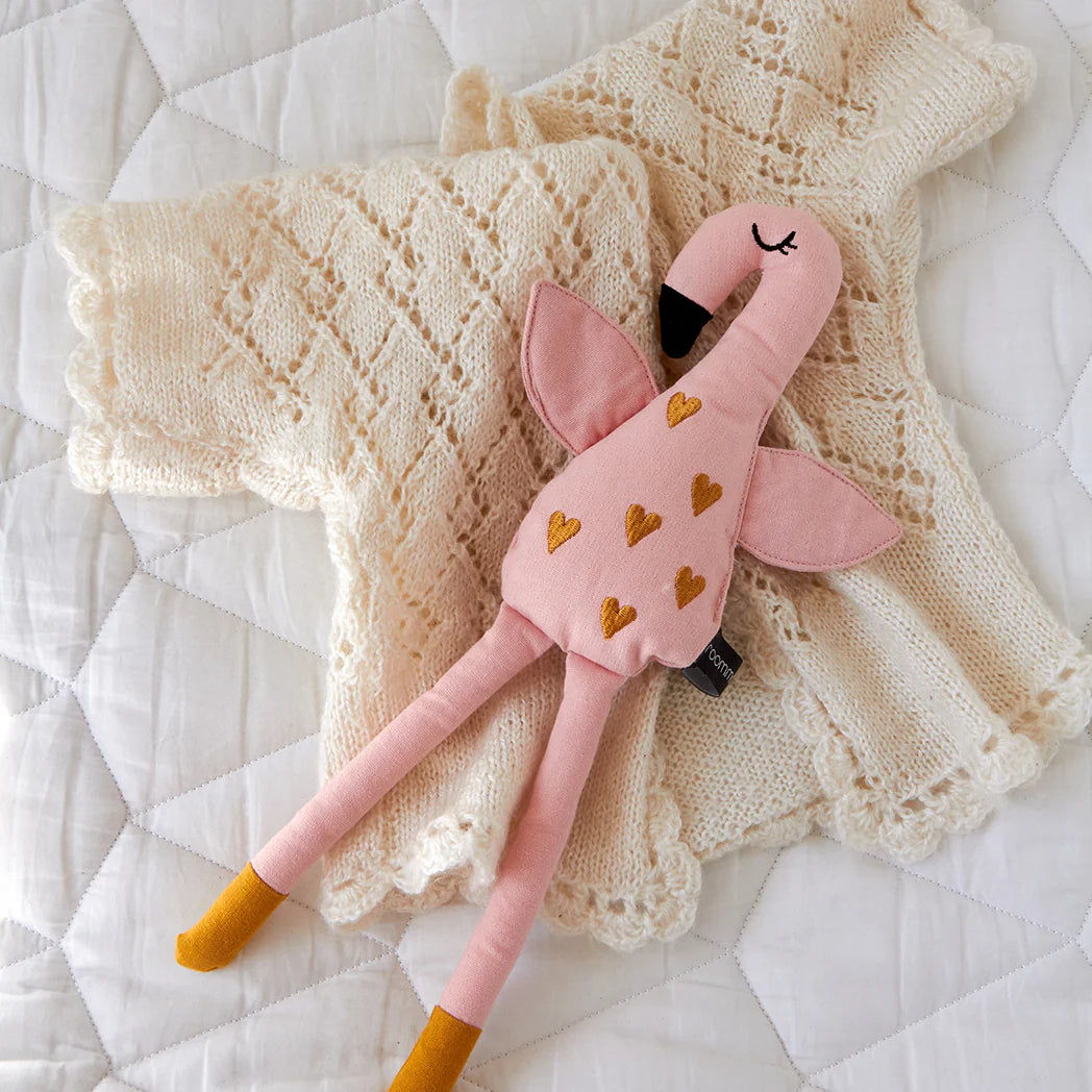 Roommate - Bamse - Flamingo - 100% økologisk bomuld - 28 cm - Lyserød