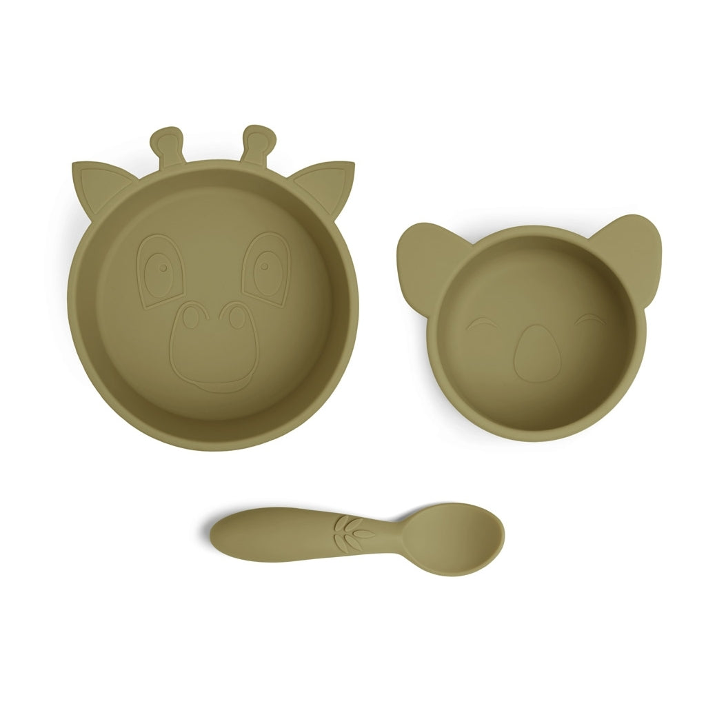 nuuroo - Silikone spisesæt - 3-pak - 100% LFGB silikone - Olive Green