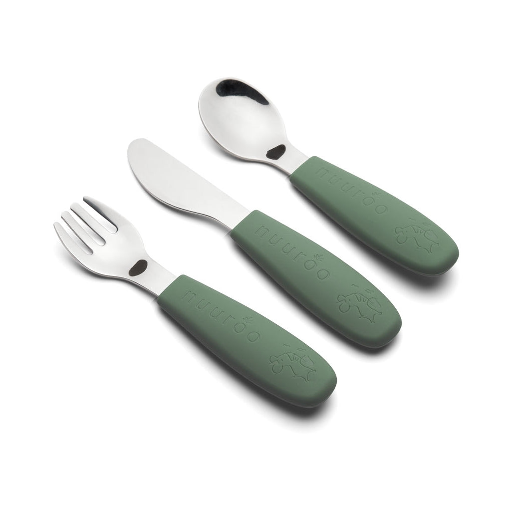 nuuroo - Bestik til børn - 3-pak - Børnebestik - Dusty Green