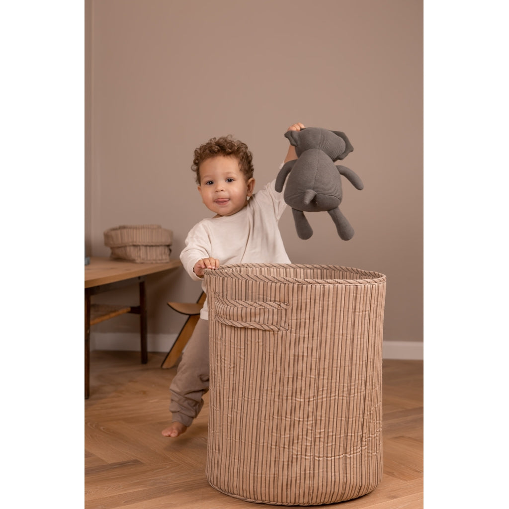 nuuroo - Quiltet opbevaringskurv - 46 cm - Økologisk bomuld - Cream Stripe