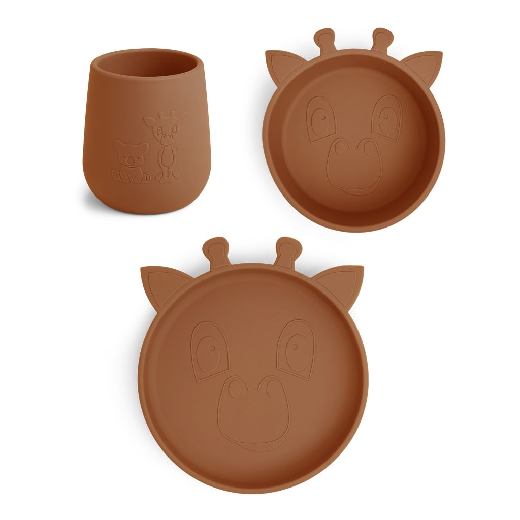 nuuroo - Silikone spisesæt - 3-pak - 100% LFGB silikone - Caramel Café