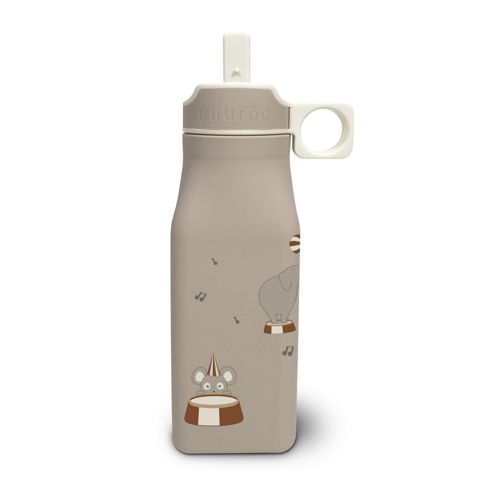 nuuroo - Silikone drikkeflaske - Vandflaske - 450 ml - Cream Carnival Train
