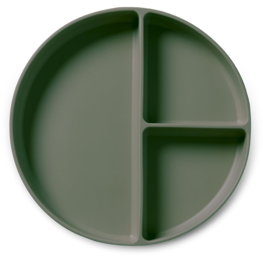 nuuroo - Ruminddelt silikone tallerken - 100% LFGB silikone - Dusty Green