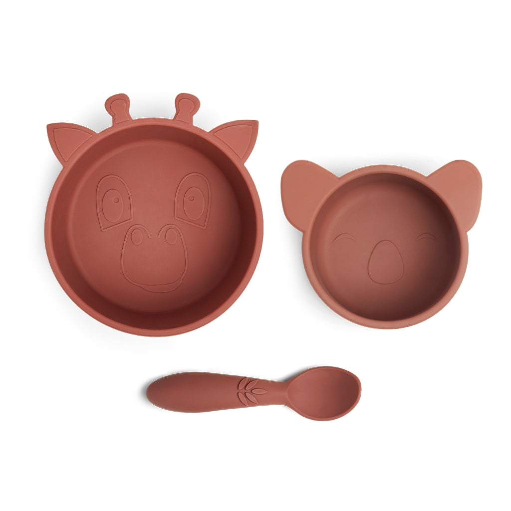 nuuroo - Silikone spisesæt - 3-pak - 100% LFGB silikone - Mahogany