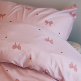 B - Senior sengetøj - 140x200 cm - Microfiber - Sløjfer og hjerter