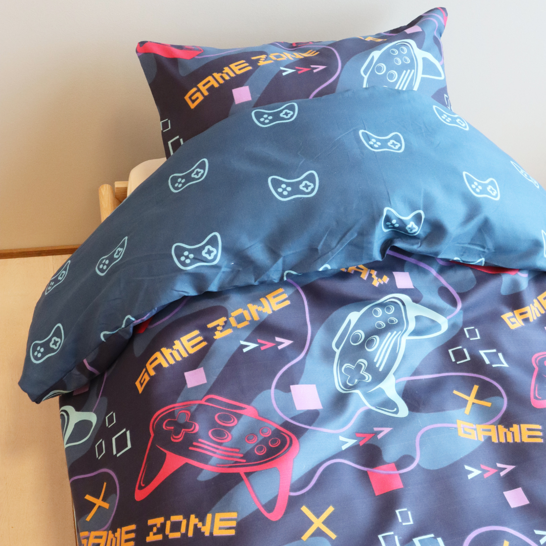 B - Senior sengetøj - 140x200 cm - Microfiber - Game zone